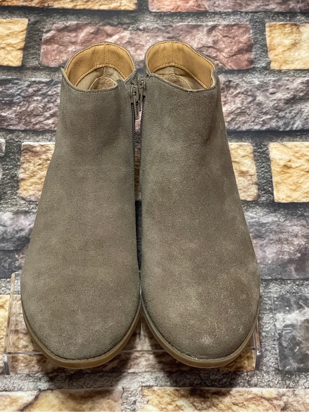 Sole Society So-Breyon Women Suede Ankle Boots Taupe Size 9 Western Office Ranch - Picture 3 of 10